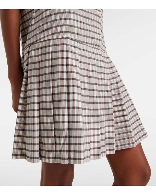 Tory Burch White Plaid Pleated Minidress