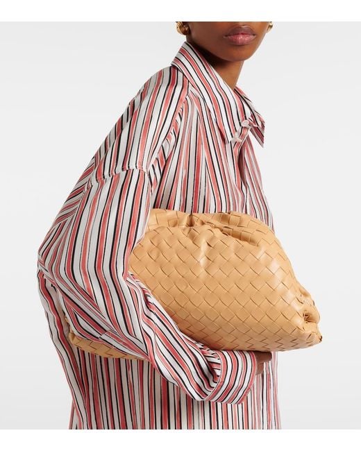 Bottega Veneta Natural Pouch Intrecciato Leather Clutch