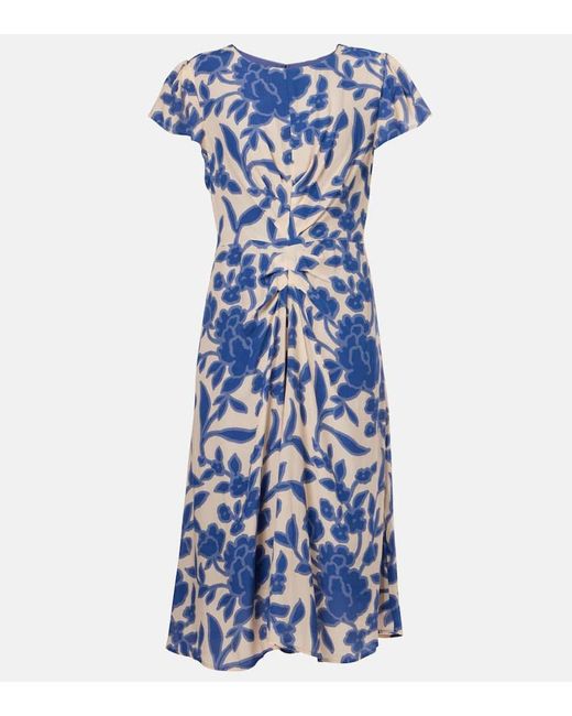 Robe Midi En Crepe A Fleurs Velvet en coloris Blue
