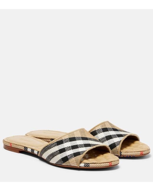 Burberry Natural Sloane Check Mules
