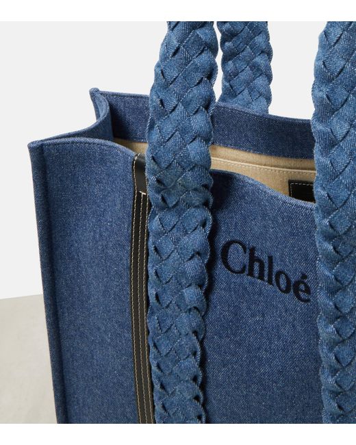 Chloé Blue Woody Medium Denim Tote Bag