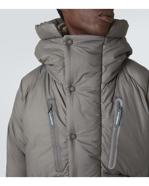 And Wander Gray Logo Puffer Jacket for men