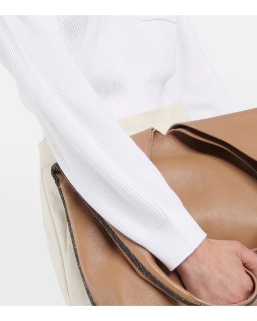 Brunello Cucinelli White Cotton Jersey Cropped Sweater