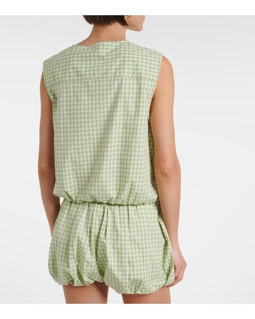 Jonathan Simkhai Green Gingham Cotton-Blend Top