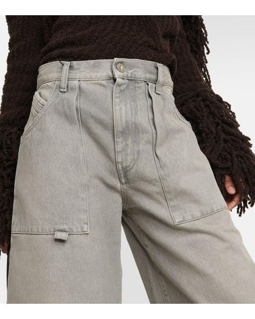The Attico Gray Effie High-Rise Barrel-Leg Jeans