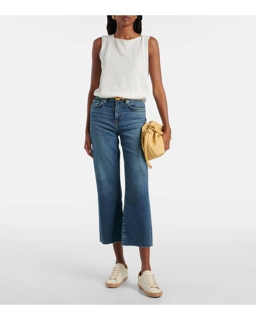 7 For All Mankind Blue Alexa High-Rise Cropped Straight Jeans