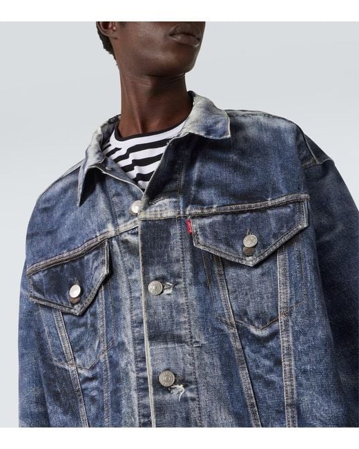 Junya Watanabe Men's Blue X Levi's Printed Denim Jacket
