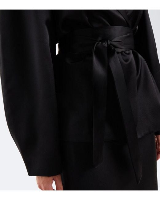 The Sei Black Belted Silk Blouson Jacket