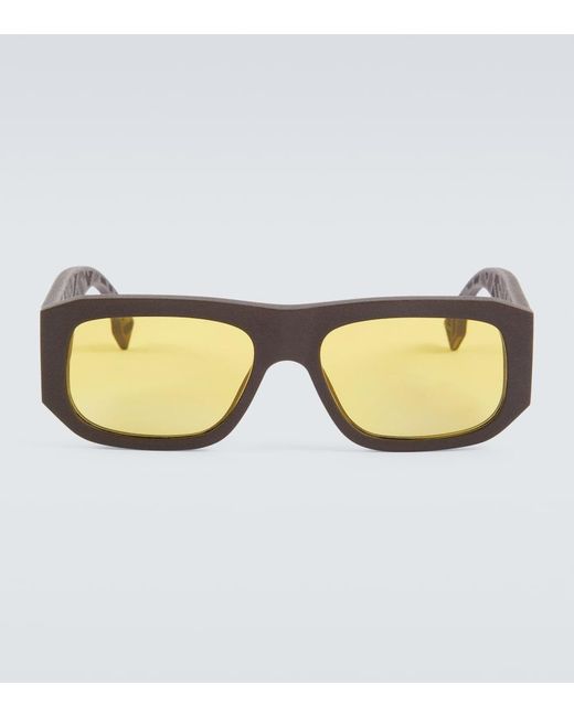 Fendi Red Shadow Rectangular Sunglasses for men
