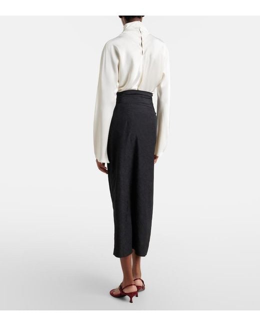 Rohe Black Gathered Midi Skirt