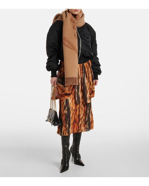 Balenciaga Brown Wool And Cashmere Scarf