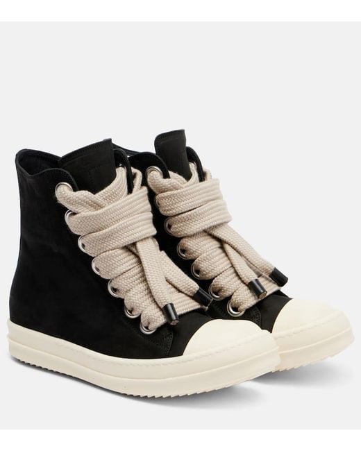 Rick Owens Black Jumbolace Geobasket Leather Sneakers