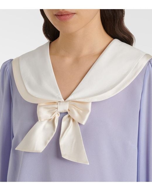 Rixo Blue Eimer Silk Top