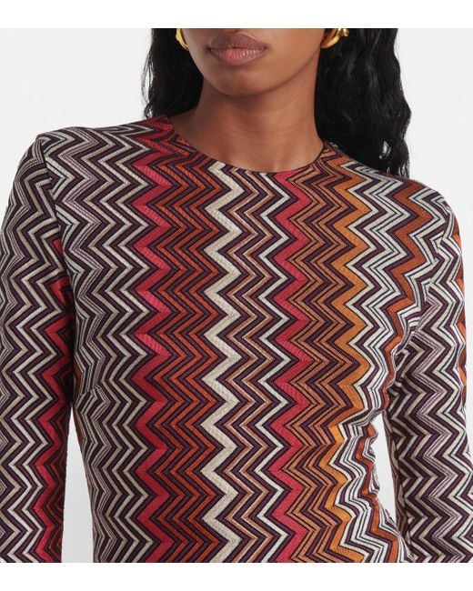 Missoni Red Zig Zag Midi Dress