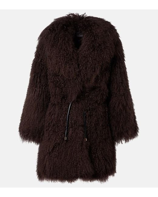 Self-Portrait Black Mantel Aus Shearling