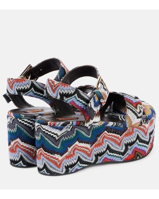 Missoni Blue Julia Raschel Lame Platform Sandals