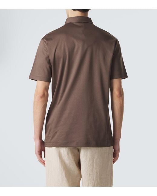 Giorgio Armani Brown Logo Cotton Polo Shirt for men