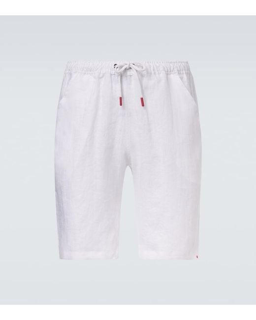 Kiton White Linen Shorts for men