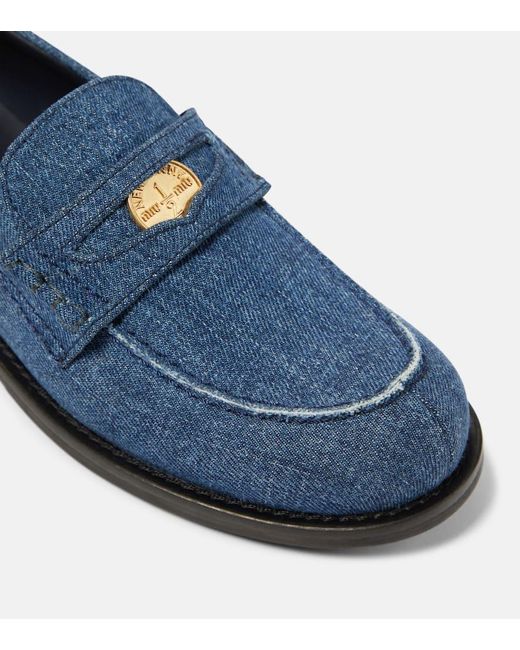 Miu Miu Blue Logo Denim Loafers
