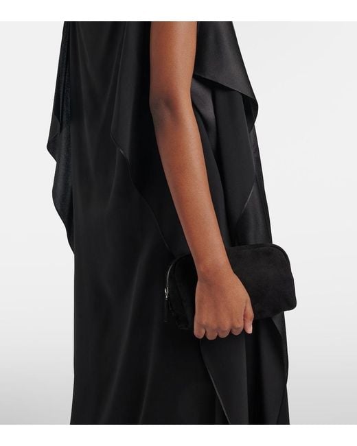 The Row Black Astra Small Suede Pouch
