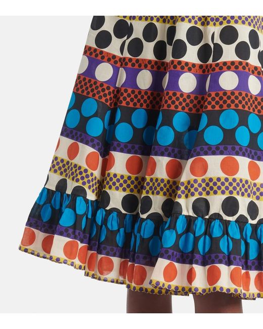 Valentino Blue Printed Cotton Midi Skirt