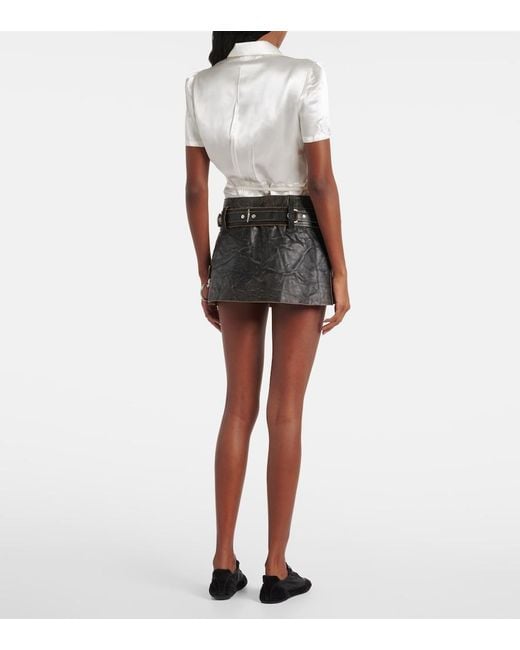 Prada Black Belted Leather Miniskirt