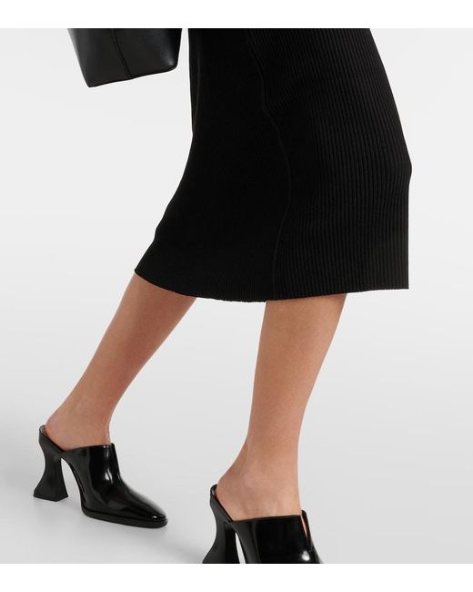 Vince Black Ribbed-Knit Jersey Midi Dress
