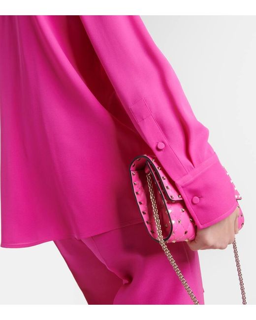 Blusa in georgette di seta di Valentino in Pink