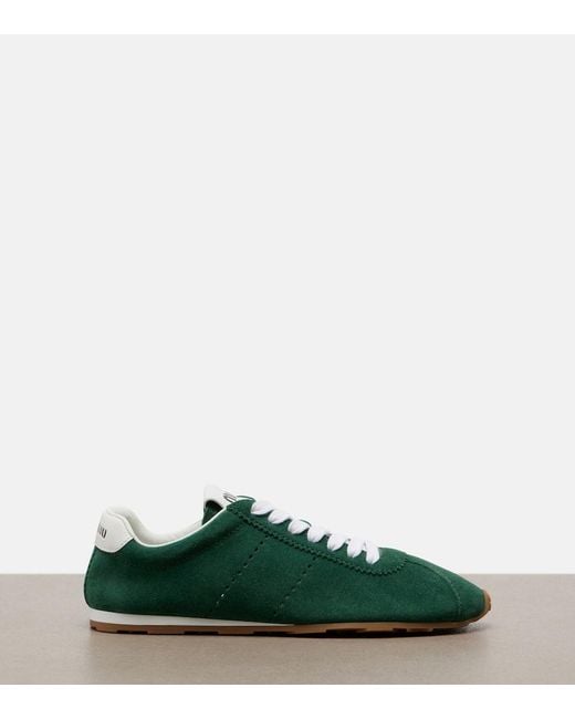 Miu Miu Green Plume Suede Sneakers