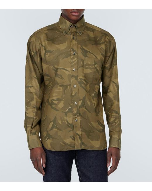 Tom Ford Green Camouflage Shirt for men