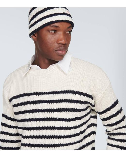 Pullover in lana vergine a righe di Marni in White da Uomo