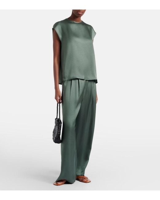 Asceno Green Dasha Silk Twill Top