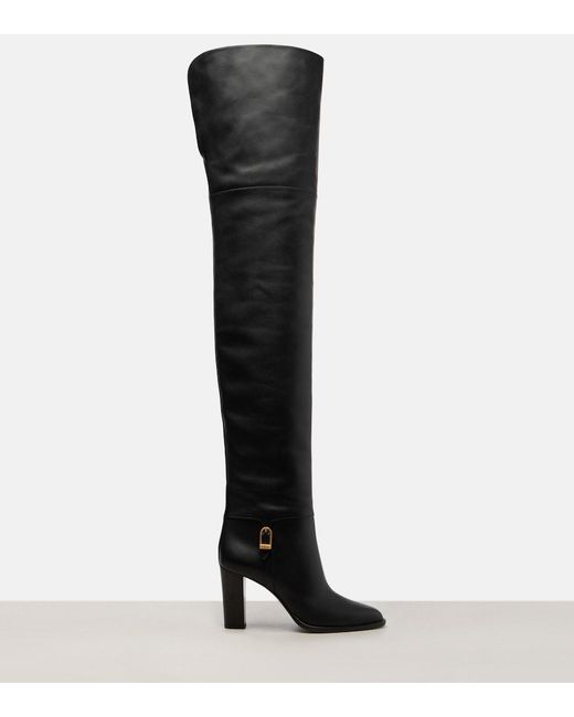 Saint Laurent Black Julia 85 Leather Over-The-Knee Boots