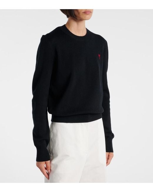 AMI Black Ami De Cour Wool Sweater