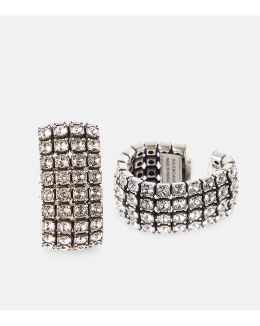 Balenciaga Metallic Glam Crystal-embellished Ear Cuffs