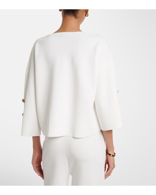 Max Mara White Embellished Crepe Top