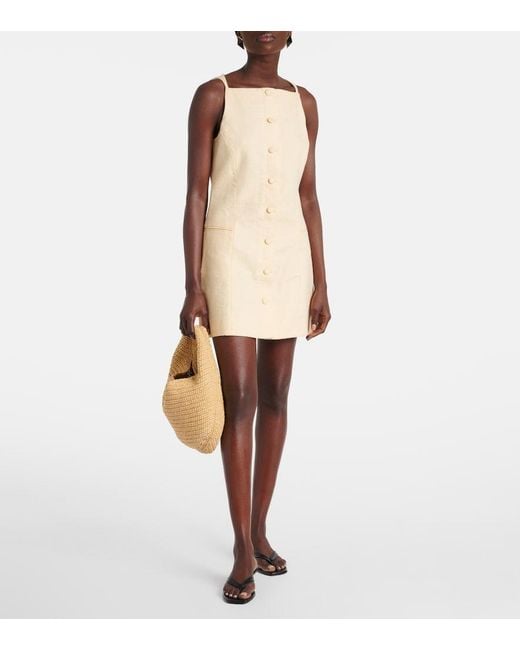 Faithfull The Brand Natural Ambra Linen Minidress