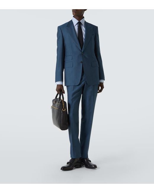 Tom Ford Blue Cotton-Blend Shirt for men