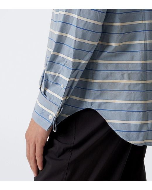 Prada Blue Striped Cotton Twill Shirt for men