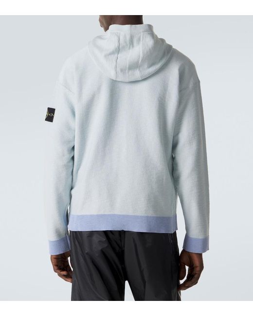 Stone Island Blue Compass Cotton-Blend Hoodie for men