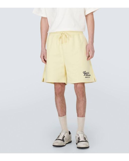 Shorts in jersey di cotone di Gucci in Yellow da Uomo