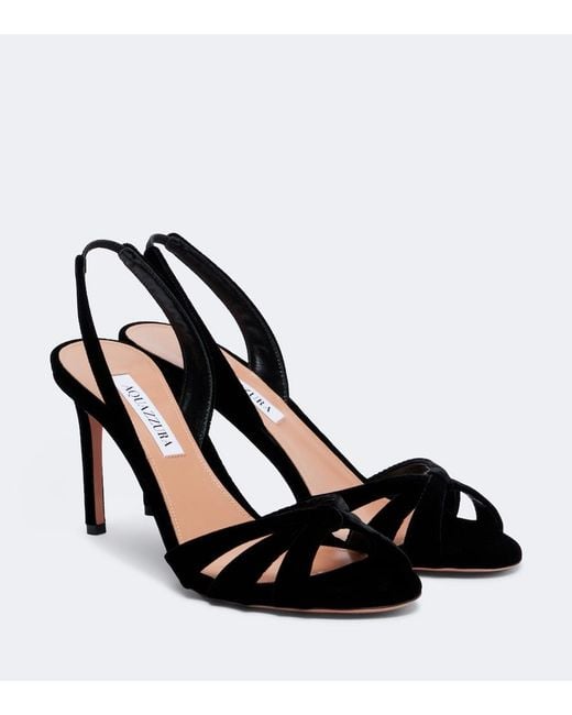 Aquazzura Black Tati Velvet Slingback Sandals