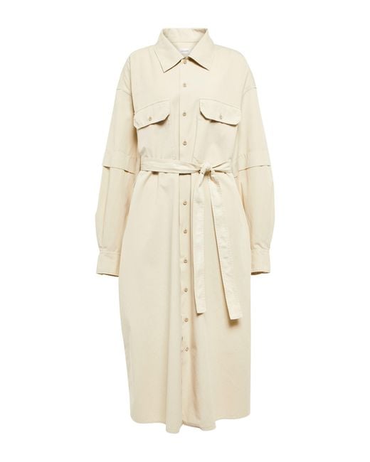 Lemaire Oversized Cotton Twill Midi Dress in Natural | Lyst