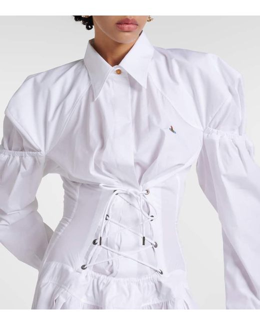 Vestido midi Kate de popelin de algodon Vivienne Westwood de color White