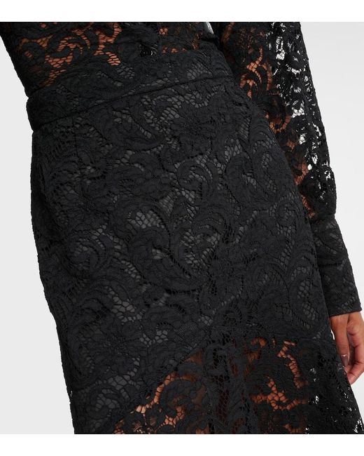 Patou Black Cotton-Blend Lace Maxi Skirt