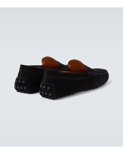 Tod's Black Gommino Bubble Suede Driving Shoes for men