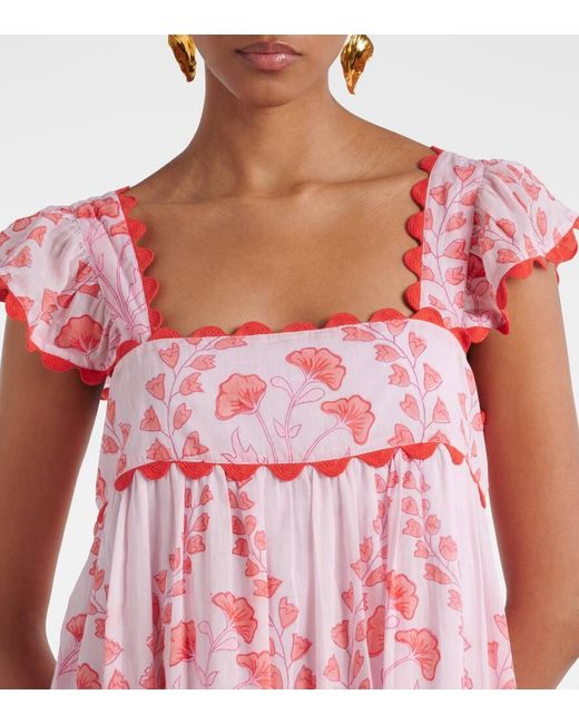 Juliet Dunn Pink Bedrucktes Minikleid Aus Baumwolle