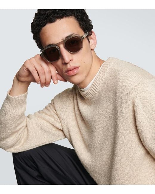 Zegna Gray Aurora Ii Flat-Top Sunglasses for men