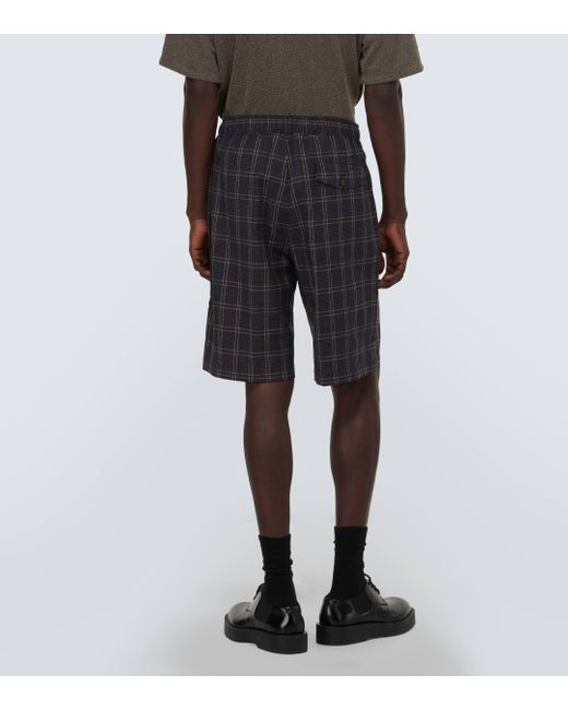 Our Legacy Black Drape Checked Technical Shorts for men