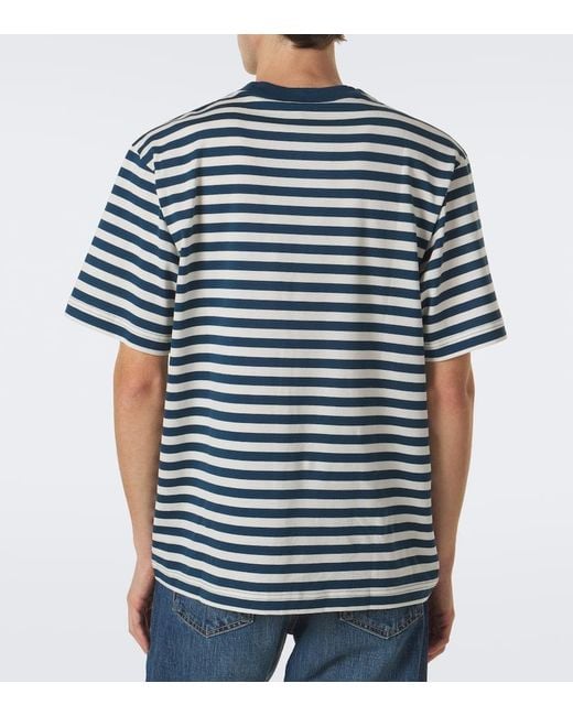 Burberry Blue Ryan Striped Cotton Jersey T-Shirt for men